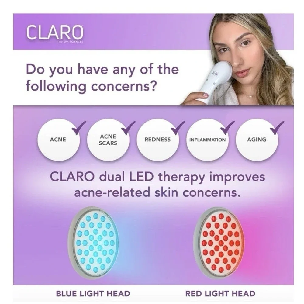 CLARO Acne Treatment Light Therapy‎ System by SPA Sciences, Blue & Red LED